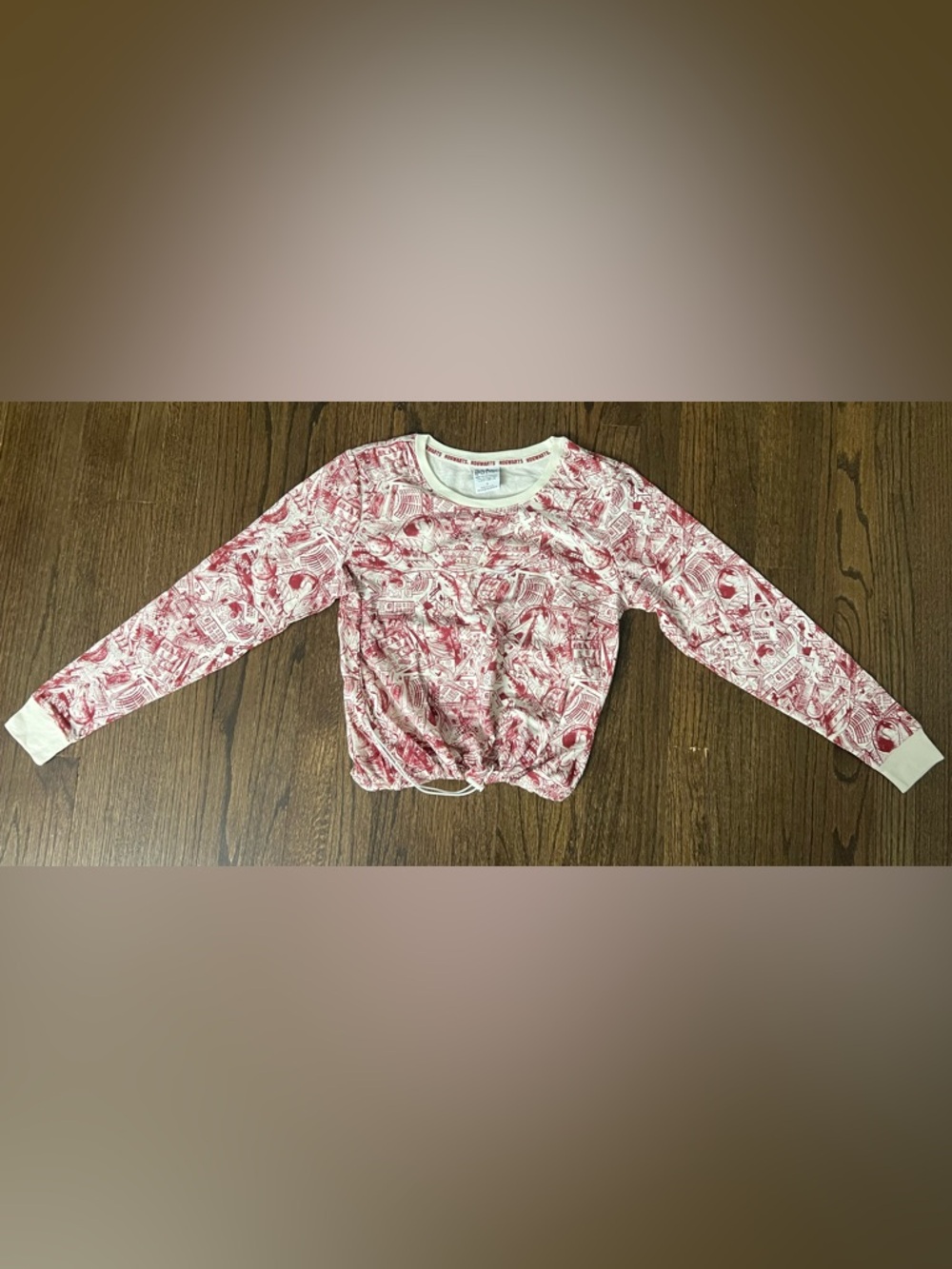 Printed Red and White Women's Pullover Sweatshirt